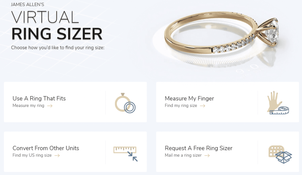 Historical James Allen virtual ring sizer