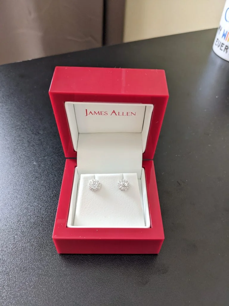 Lab-grown diamond earrings from our James Allen order