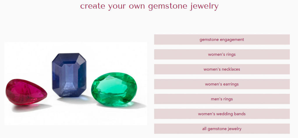 Helzberg's jewelry customization menu