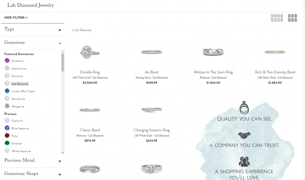Jewelry choices in that customization route
