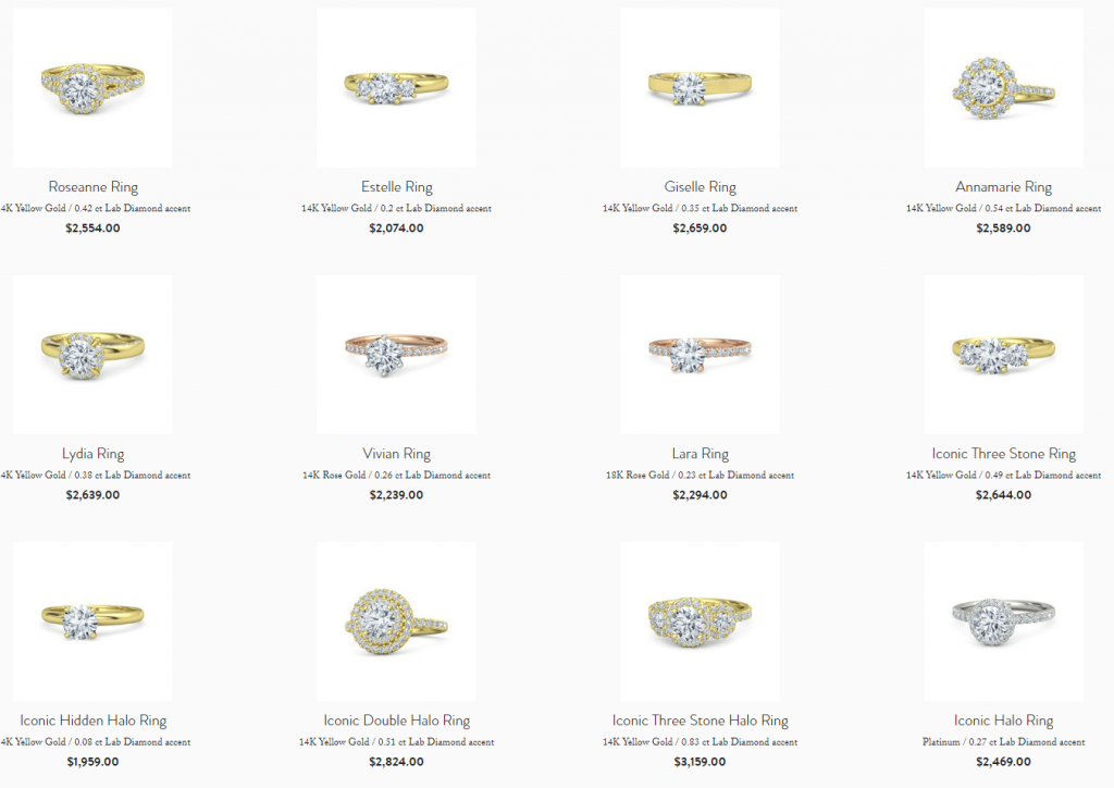 Ring settings shown during our builder research