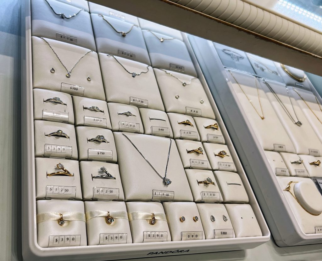 The lab-grown jewelry display we visited at Pandora