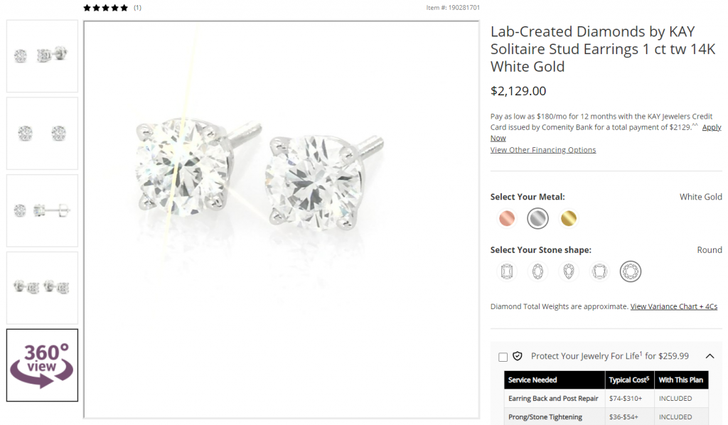 The product photography we evaluated on Kay's website