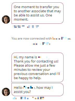The follow-up support conversation about the same diamond