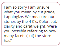 Our question to Kay customer service about diamond cut