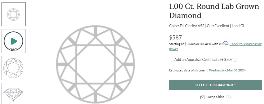 A missing diamond photograph encountered during our research