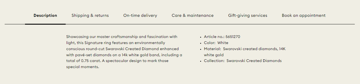 Older Swarovski product information