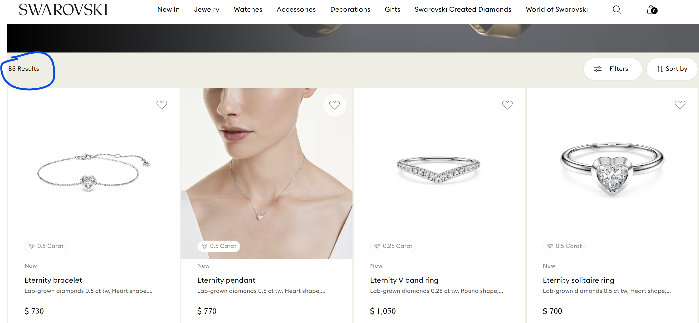 Swarovski Created Diamonds jewelry selection