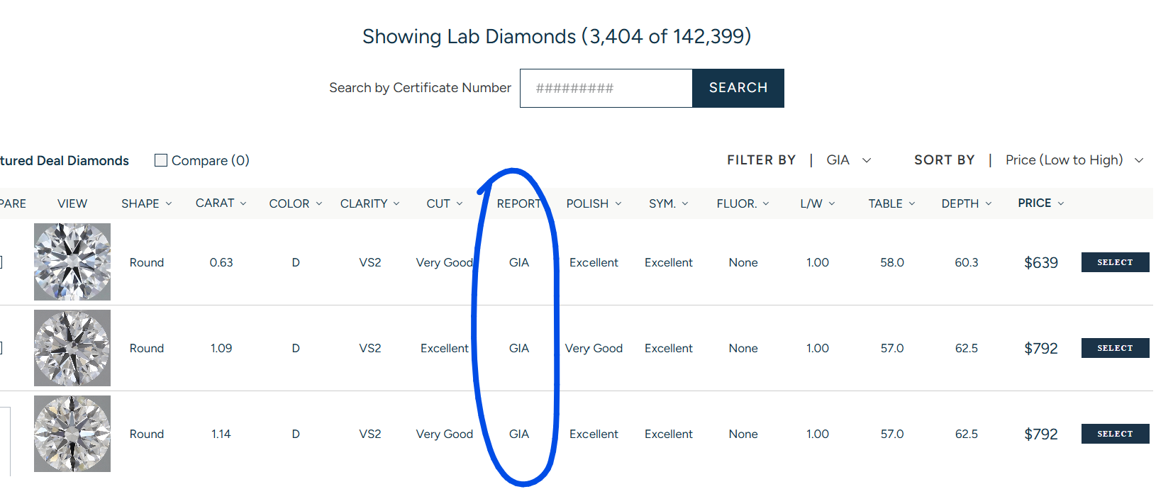 GIA-graded lab-grown diamonds in the current With Clarity search. GIA-graded lab-grown diamonds at With Clarity