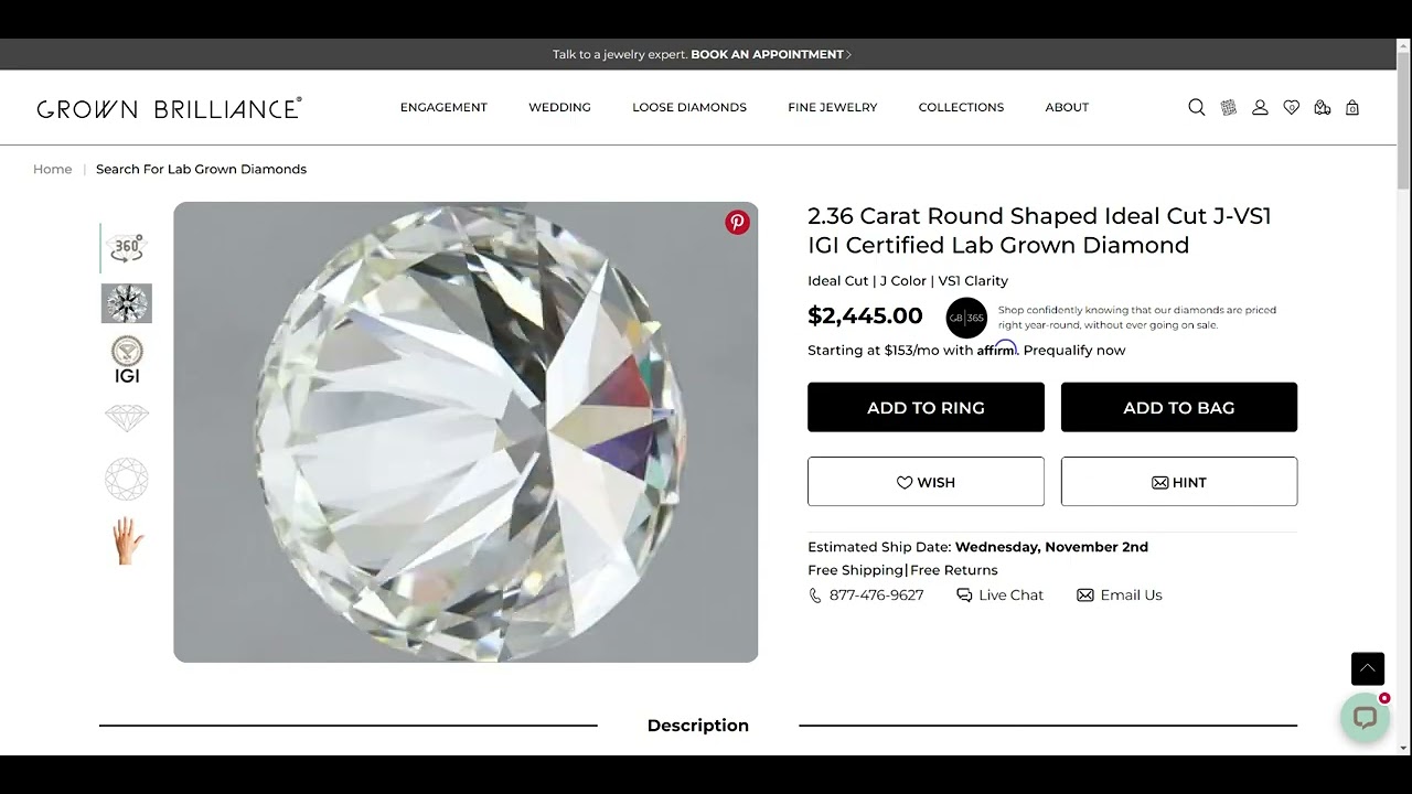 Grown Brilliance Review: Diamond Inspection