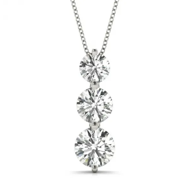 Lab Diamond Classic 3 Stone Pendant from Clean Origin under $1500.