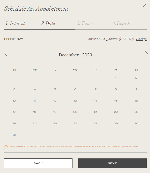 Virtual appointment booking.