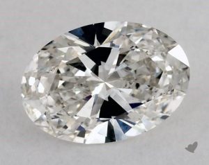 A lab-grown oval diamond with a very visible bow tie effect (from James Allen)