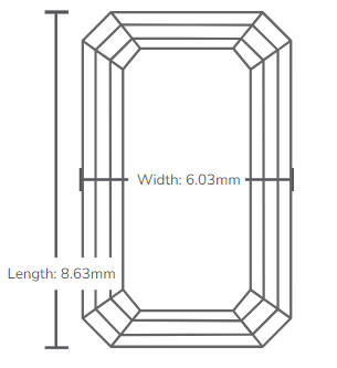 Measurements of an emerald cut lab diamond from James Allen