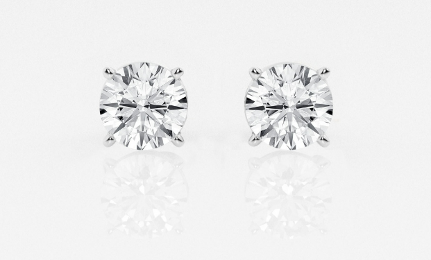 1 Carat Certified Round Lab Created Diamond Stud Earrings under $1000.