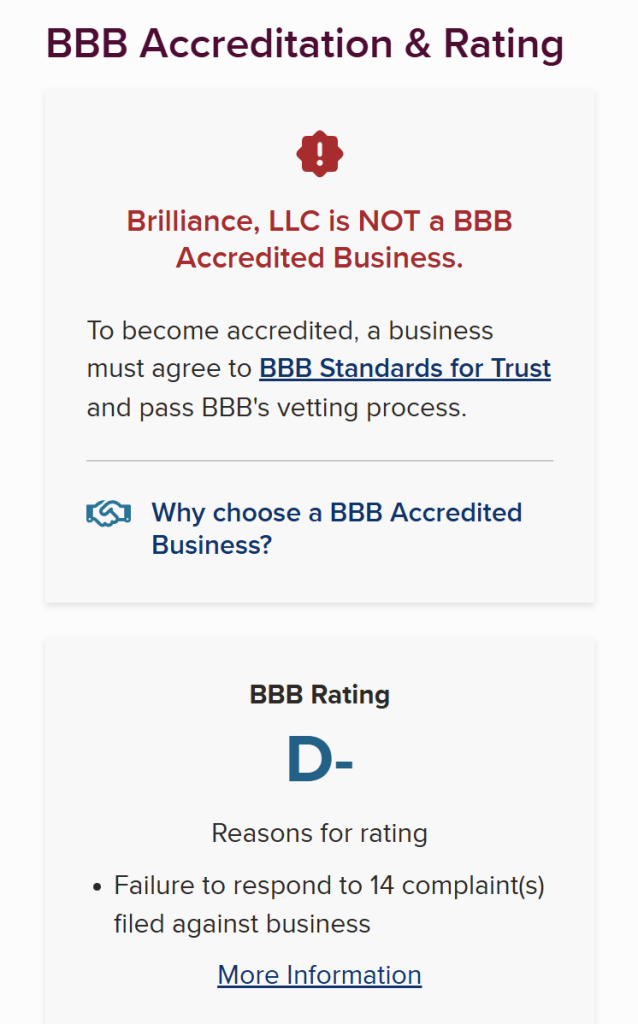 Brilliance.com - BBB Rating.
