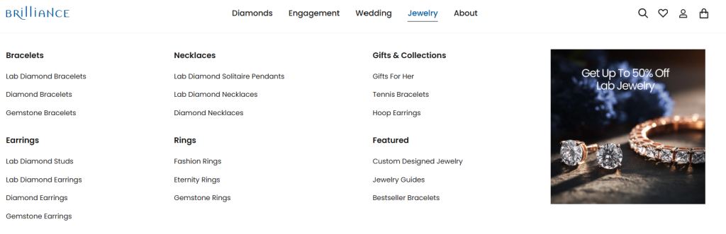 Lab-grown diamonds now feature prominently on Brilliance.com.