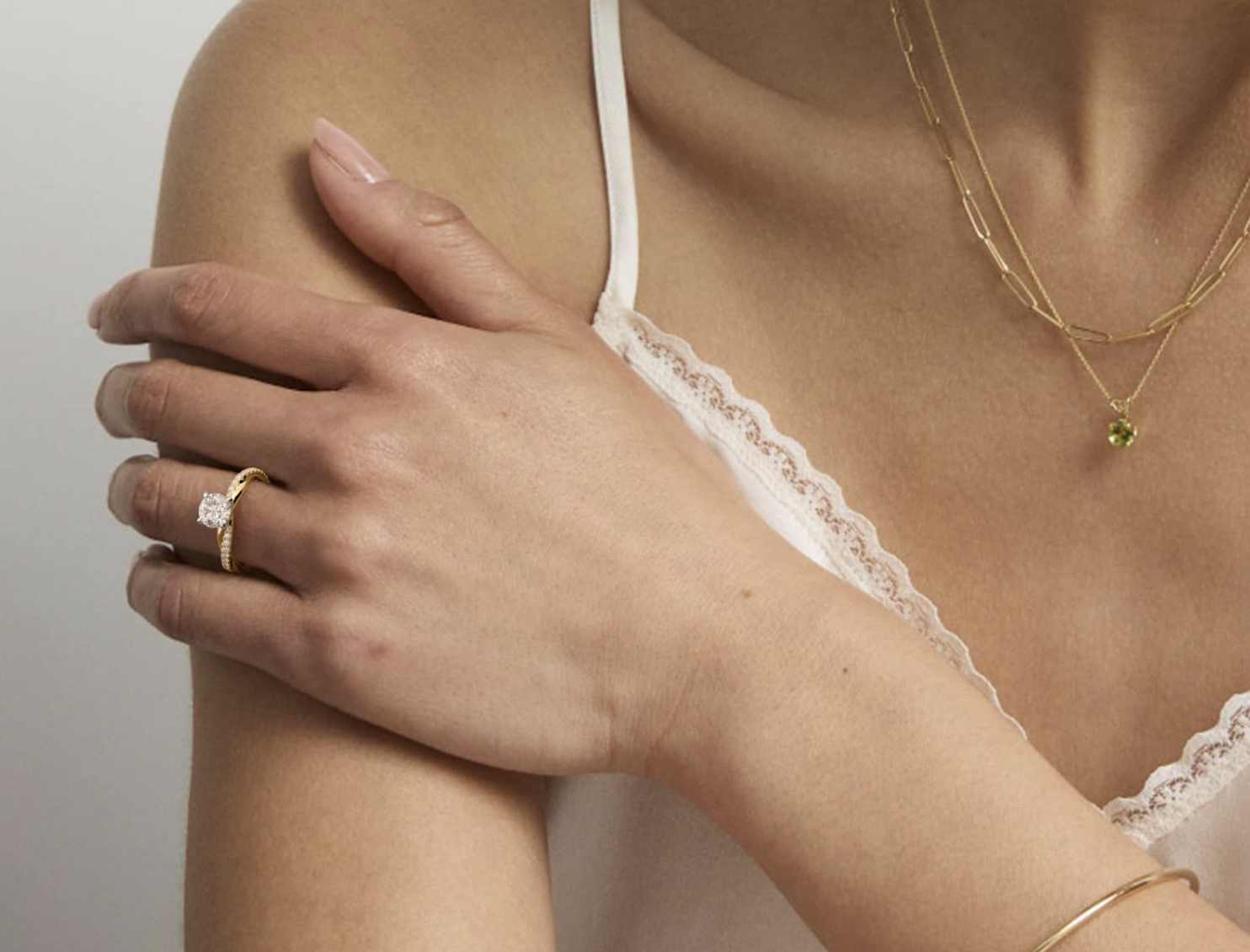 Lab-grown diamond engagement ring 