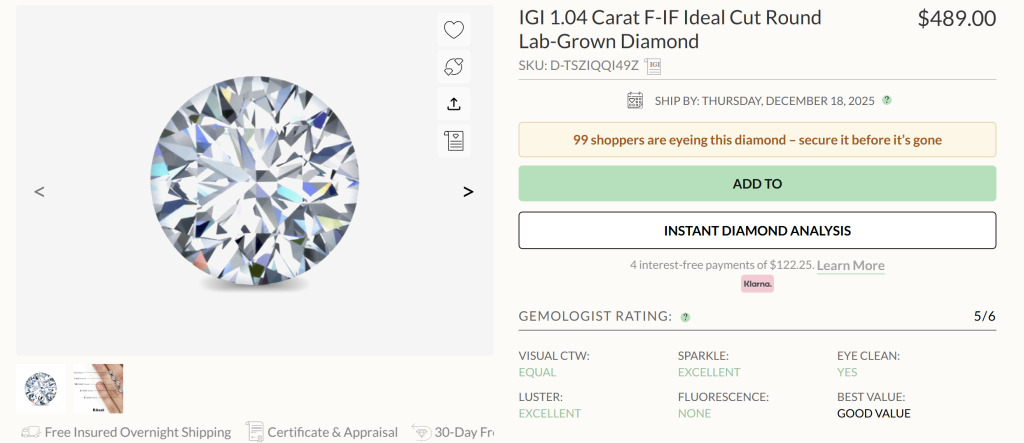 Diamond inspection features at Ritani.