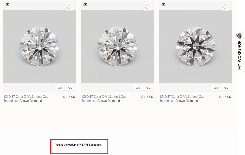 Ritani has over 400,000 lab-grown diamonds to choose from.